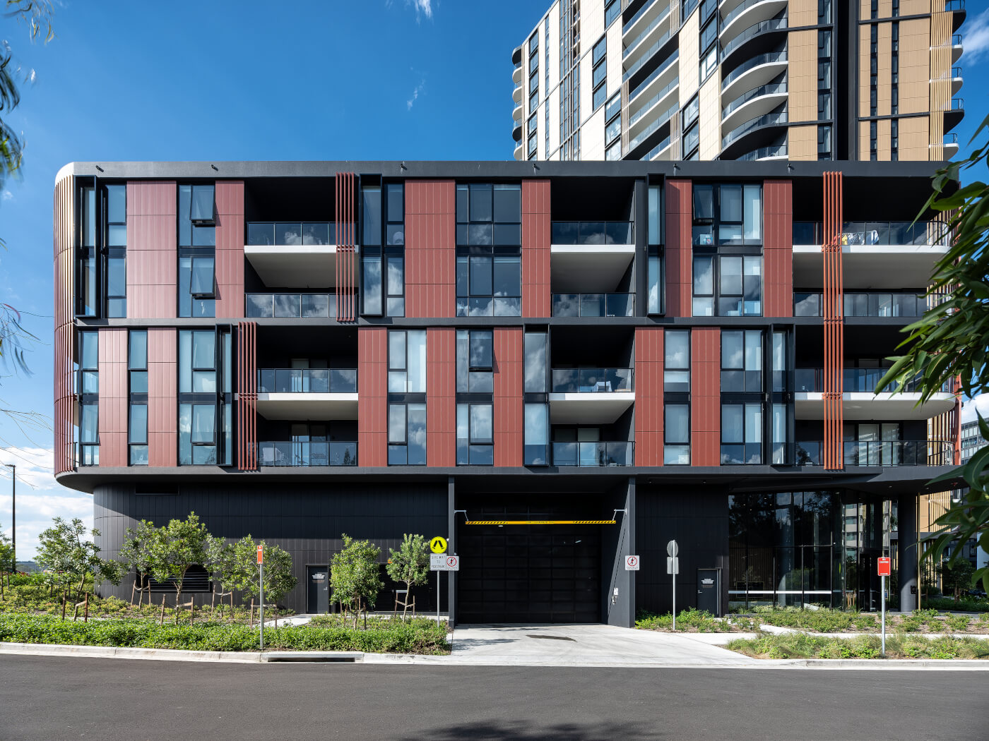 Architectural building featuring the terracotta ceramic facade from Tonality, as seen in the Australia Sanctuary project