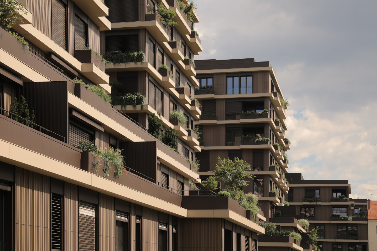 Terracotta ceramic facade as a reference to Montano residential building - Sustainable and elegant building design using high-quality ceramic materials