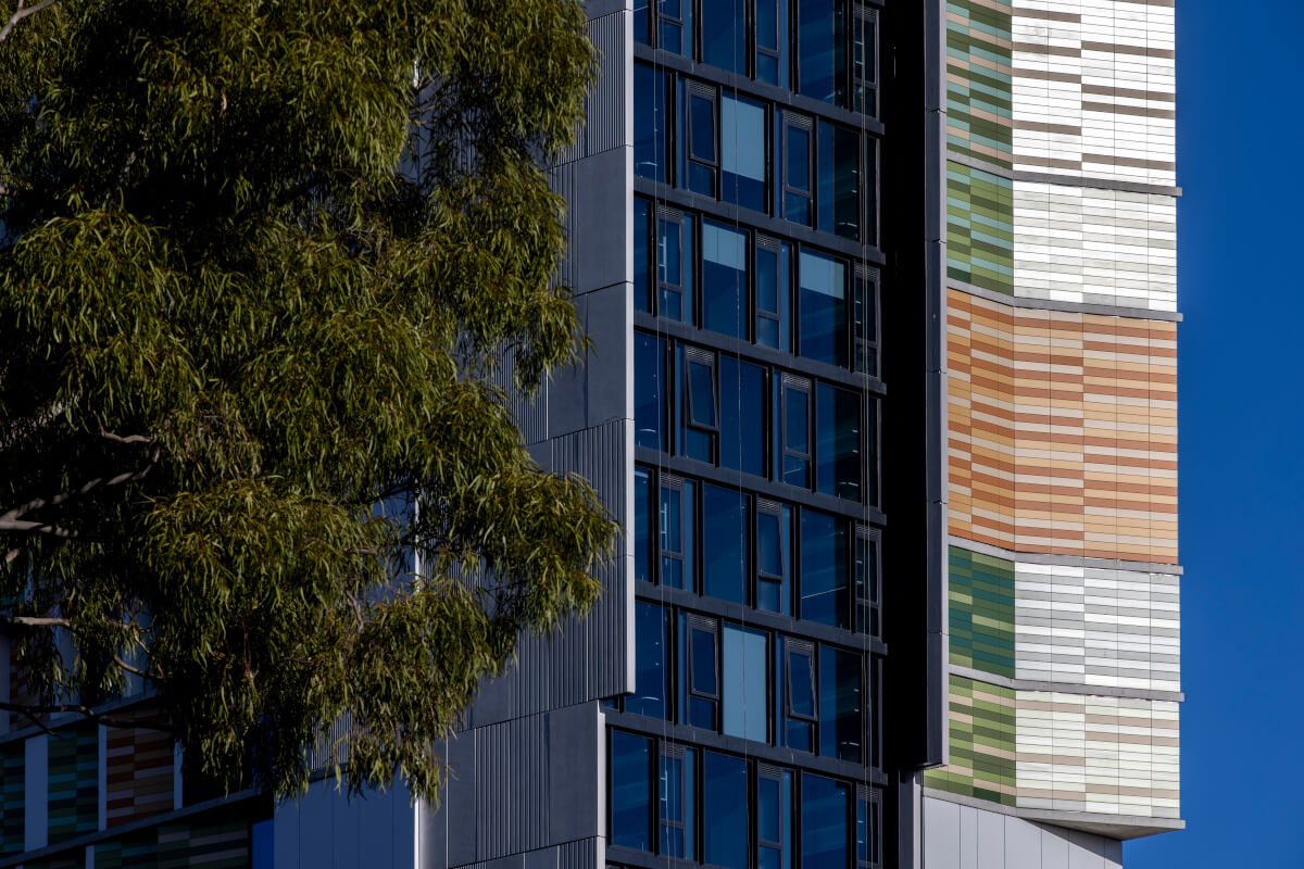 Colorful and sustainable terracotta facade at Architect Turner's housing design - a modern and eco-friendly building with high-quality ceramic materials by Tonality